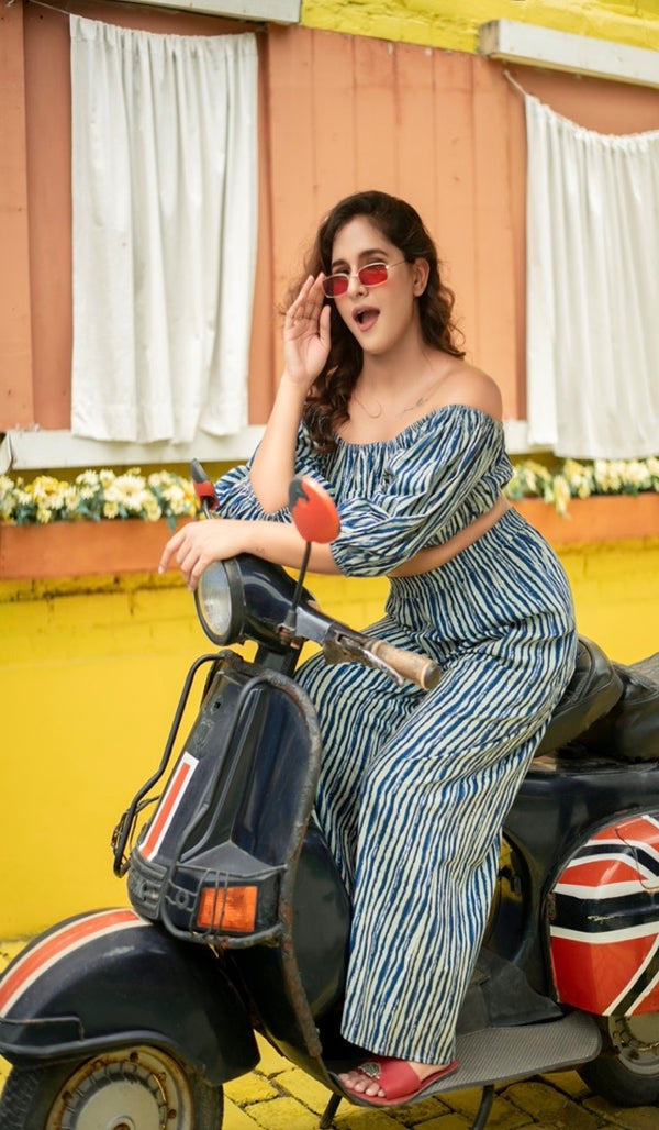 Indigo stripe printed co ord set