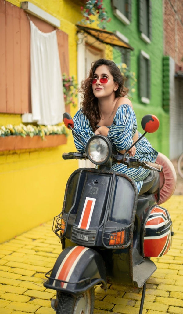 Indigo stripe printed co ord set