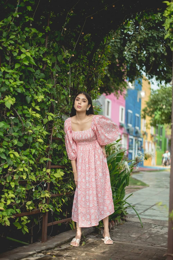 Rose' smocked midi dress