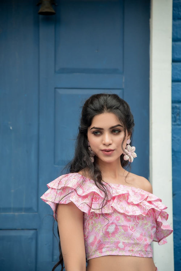 Petunia ruffled off shoulder co ord set