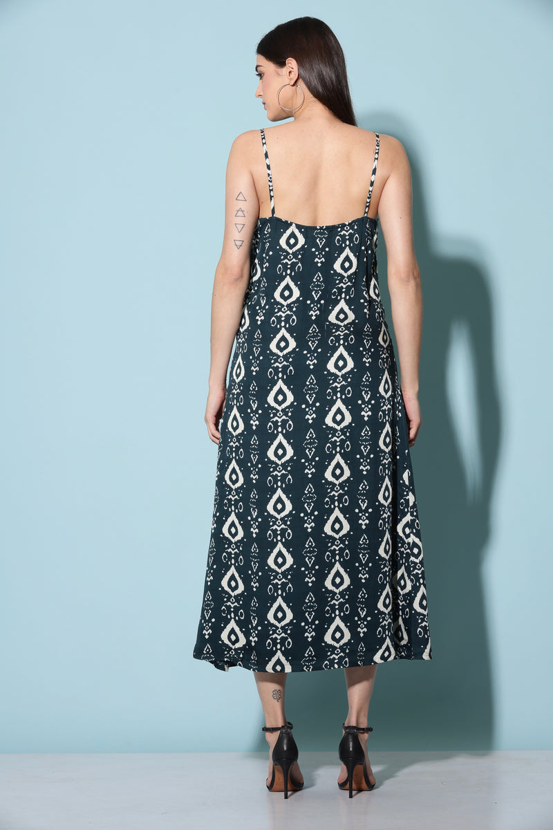 Alisa ethnic  print cocktail slip dress.