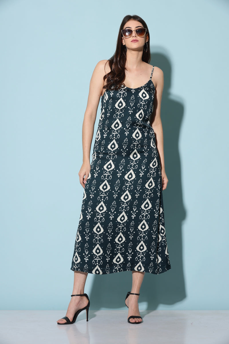 Alisa ethnic  print cocktail slip dress.